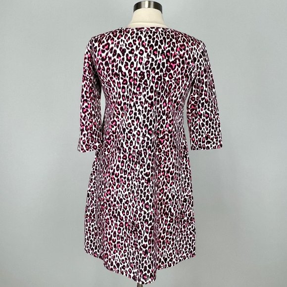 Tyler Boe Alexa Womens Pink Leopard Animal Print A Line Dress Cotton size Small - Picture 6 of 12